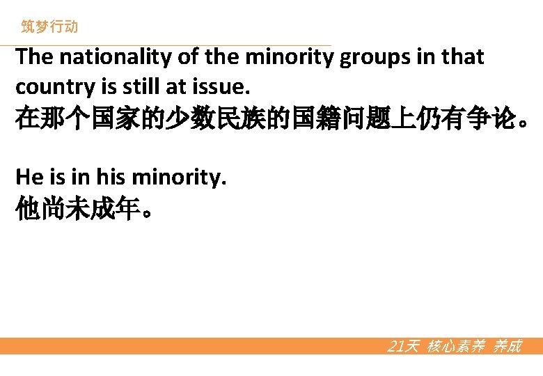 筑梦行动 The nationality of the minority groups in that country is still at issue.