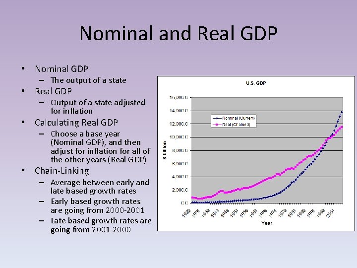 Nominal and Real GDP • Nominal GDP – The output of a state •