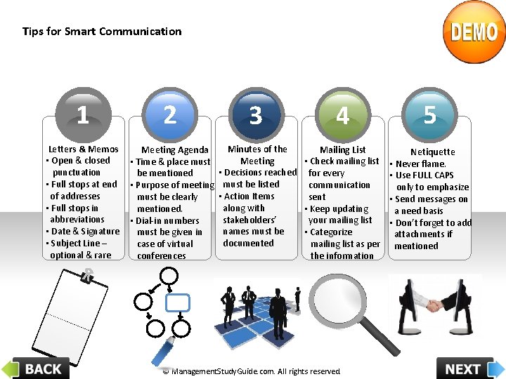 FIVE MANAGEMENT Tips. FUNCTIONS for Smart OF Communication 1 2 Letters & Memos •