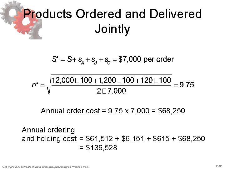 Products Ordered and Delivered Jointly Annual order cost = 9. 75 x 7, 000