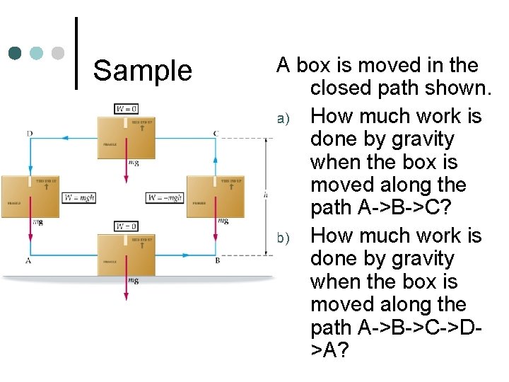 Sample A box is moved in the closed path shown. a) How much work