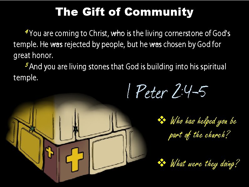 The Gift of Community 4 You are coming to Christ, who is the living