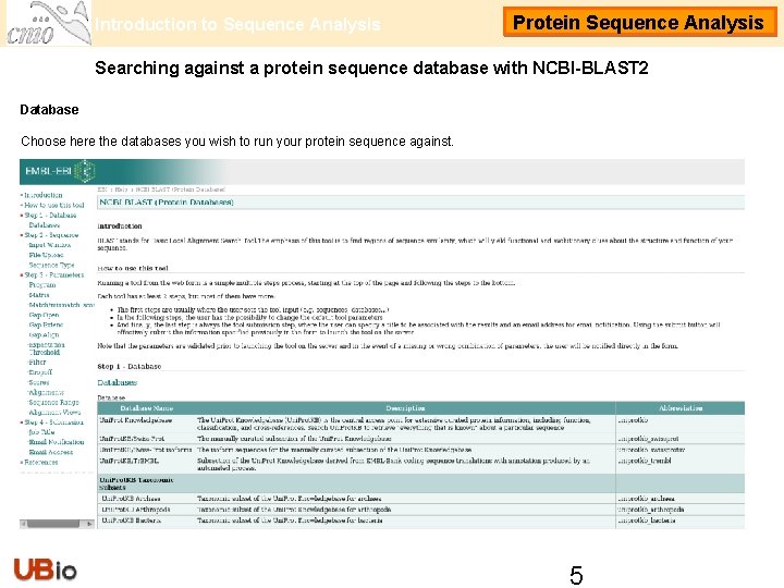 Introduction to Sequence Analysis Protein Sequence Analysis Searching against a protein sequence database with