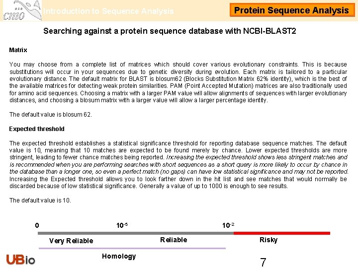 Introduction to Sequence Analysis Protein Sequence Analysis Searching against a protein sequence database with