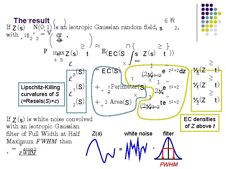 The» result ¡ ¢ If Z (s) N(0; 1) is an isotropic Gaussian random