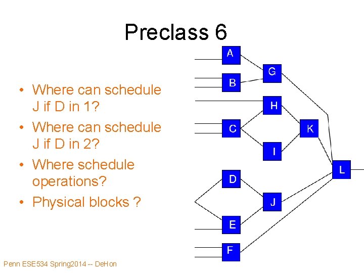 Preclass 6 • Where can schedule J if D in 1? • Where can Preclass 6 • Where can schedule J if D in 1? • Where can