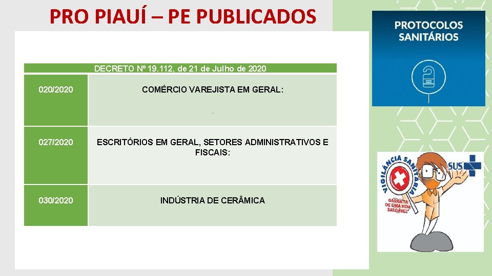 PRO PIAUÍ – PE PUBLICADOS DECRETO Nº 19. 112, de 21 de Julho de