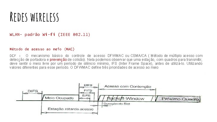 Redes wireless WLAN- padrão Wi-fi (IEEE 802. 11) Método de acesso ao meio (MAC)