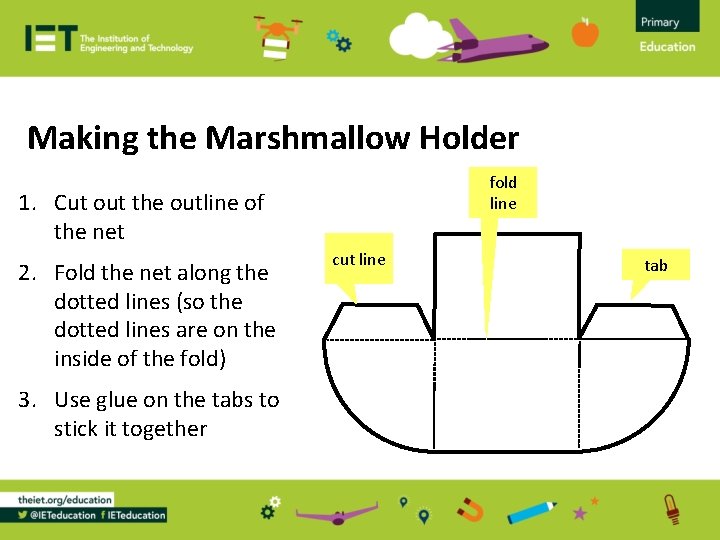 Making the Marshmallow Holder fold line 1. Cut out the outline of the net