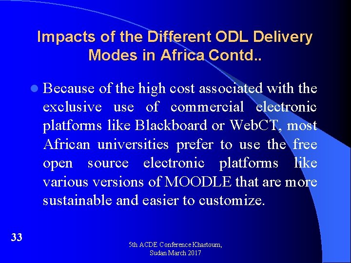 THE OPEN AND DISTANCE LEARNING ODL IN AFRICA