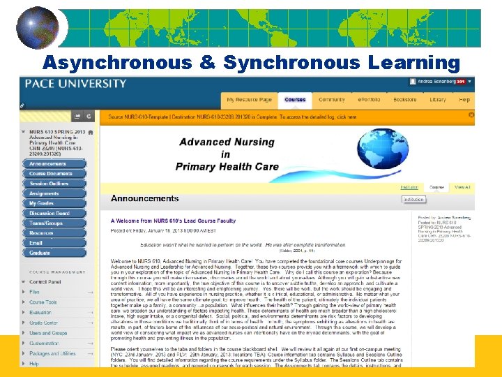 Asynchronous & Synchronous Learning • BB screenshot Asynchronous & Synchronous Learning • BB screenshot