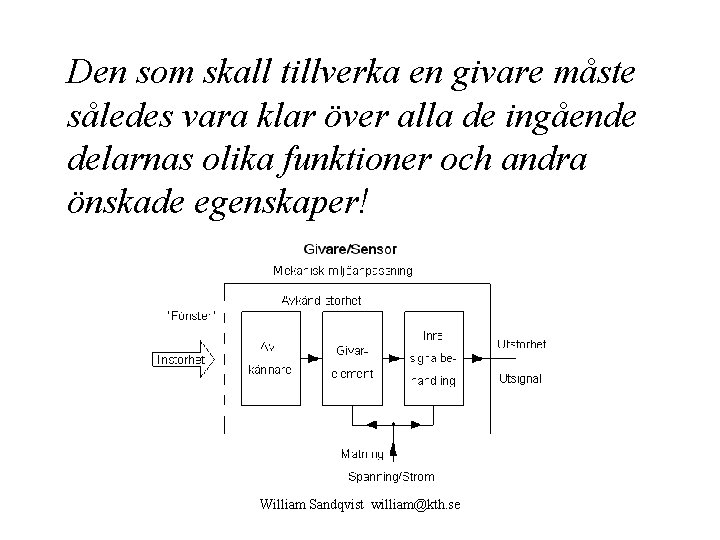 Den som skall tillverka en givare måste således vara klar över alla de ingående