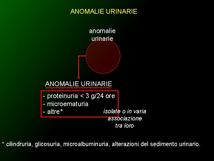 ANOMALIE URINARIE anomalie urinarie ANOMALIE URINARIE - proteinuria < 3 g/24 ore - microematuria