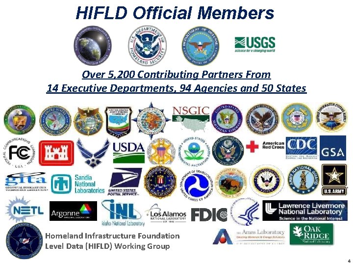 HIFLD Official Members Over 5, 200 Contributing Partners From 14 Executive Departments, 94 Agencies
