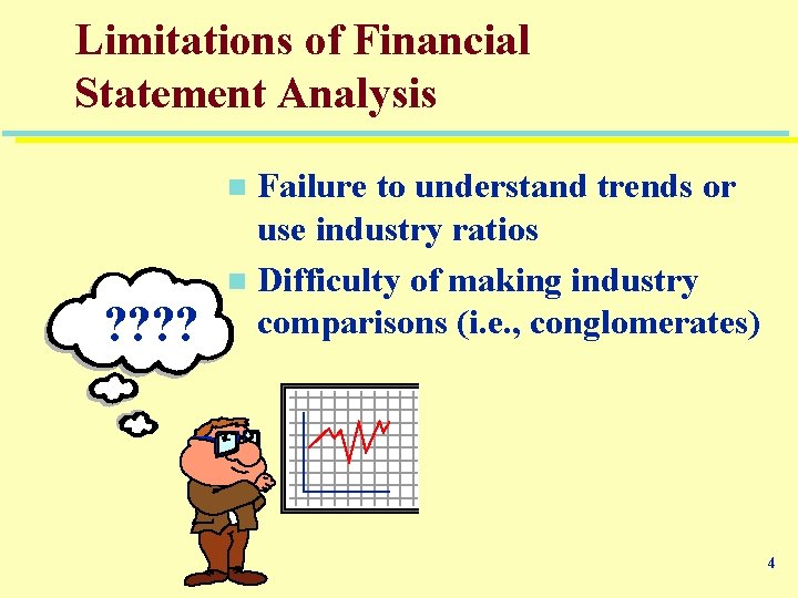 Limitations of Financial Statement Analysis Failure to understand trends or use industry ratios n