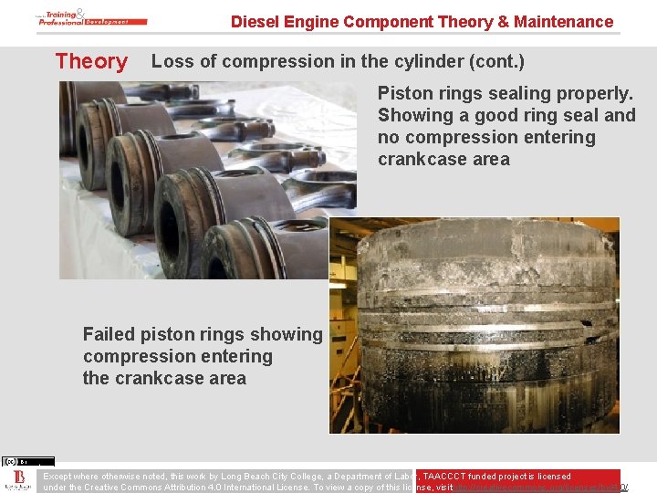 Diesel Engine Component Theory & Maintenance Theory Loss of compression in the cylinder (cont.