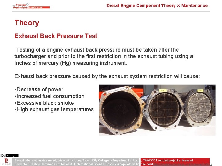 Diesel Engine Component Theory & Maintenance Theory Exhaust Back Pressure Testing of a engine