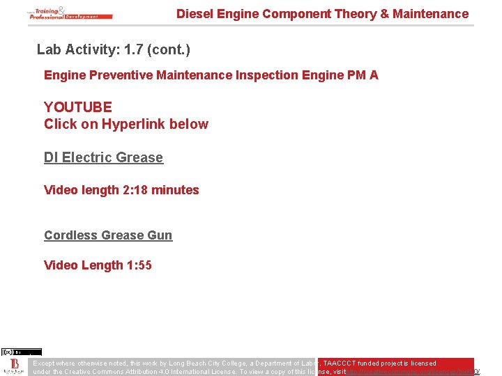 Diesel Engine Component Theory & Maintenance Lab Activity: 1. 7 (cont. ) Engine Preventive