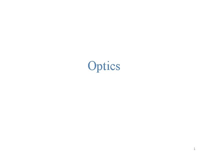 Optics 1 