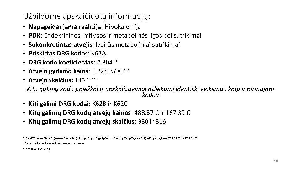 Užpildome apskaičiuotą informaciją: Nepageidaujama reakcija: Hipokalemija PDK: Endokrininės, mitybos ir metabolinės ligos bei sutrikimai