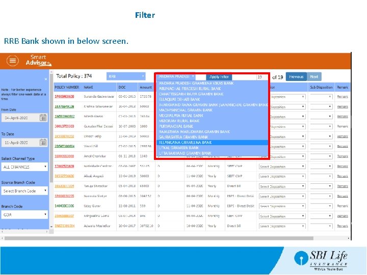 Filter RRB Bank shown in below screen. 