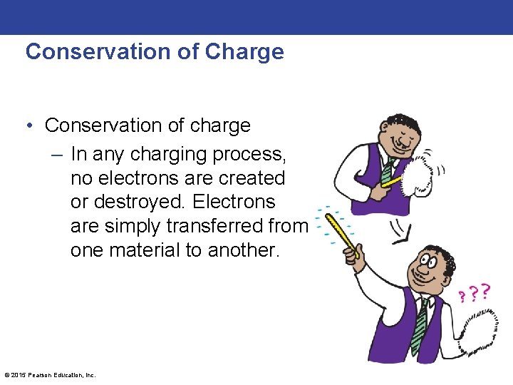 Conservation of Charge • Conservation of charge – In any charging process, no electrons