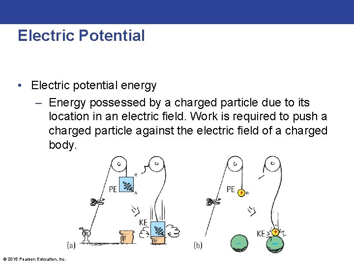 Electric Potential • Electric potential energy – Energy possessed by a charged particle due