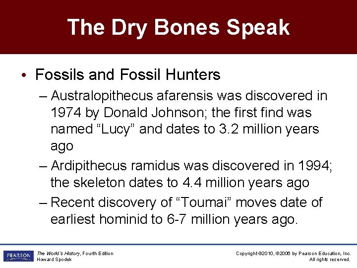 The Dry Bones Speak • Fossils and Fossil Hunters – Australopithecus afarensis was discovered