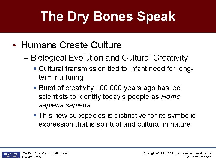The Dry Bones Speak • Humans Create Culture – Biological Evolution and Cultural Creativity