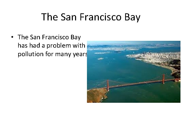 The San Francisco Bay • The San Francisco Bay has had a problem with