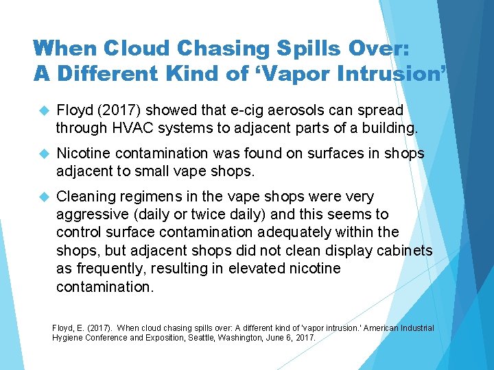 When Cloud Chasing Spills Over: A Different Kind of ‘Vapor Intrusion’ Floyd (2017) showed