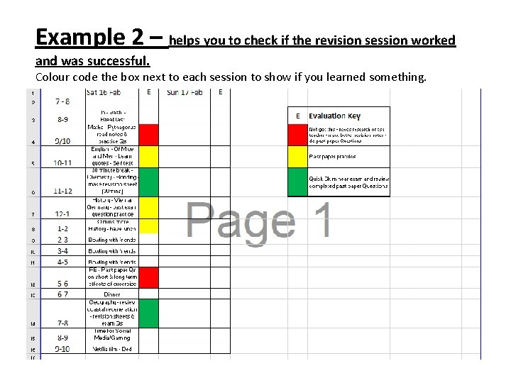 Example 2 – helps you to check if the revision session worked and was