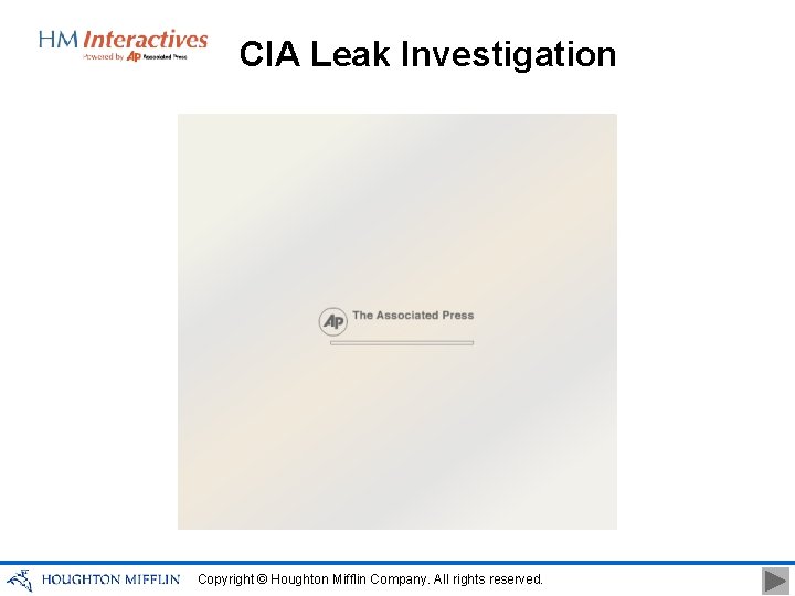 CIA Leak Investigation Copyright © Houghton Mifflin Company. All rights reserved. 