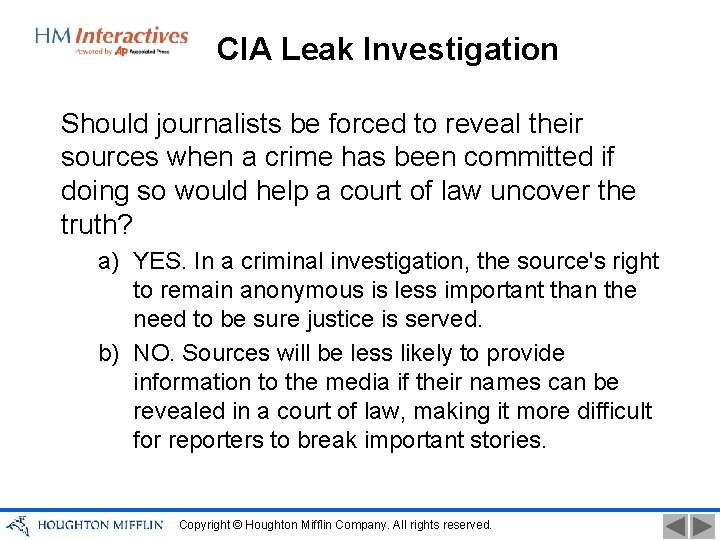 CIA Leak Investigation Should journalists be forced to reveal their sources when a crime