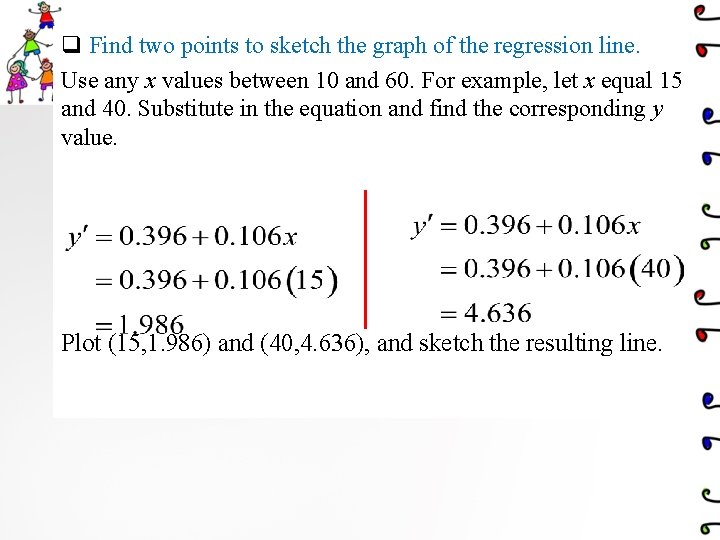 q Find two points to sketch the graph of the regression line. Use any