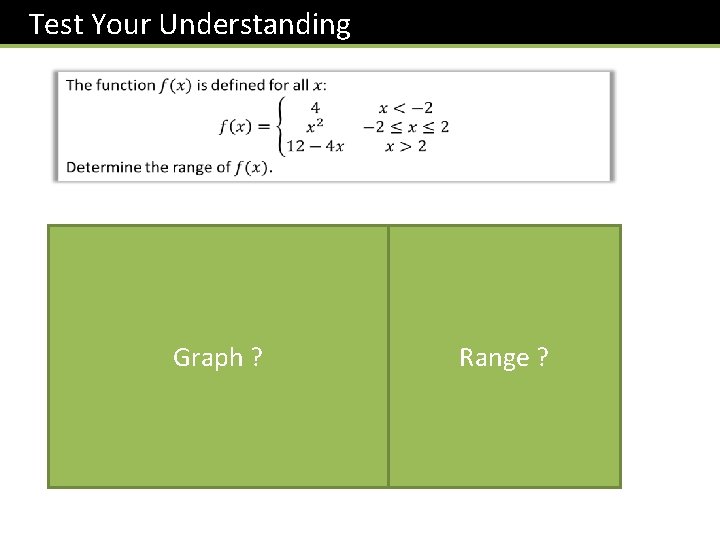 Test Your Understanding Graph ? Range ? 