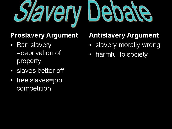 Proslavery Argument • Ban slavery =deprivation of property • slaves better off • free