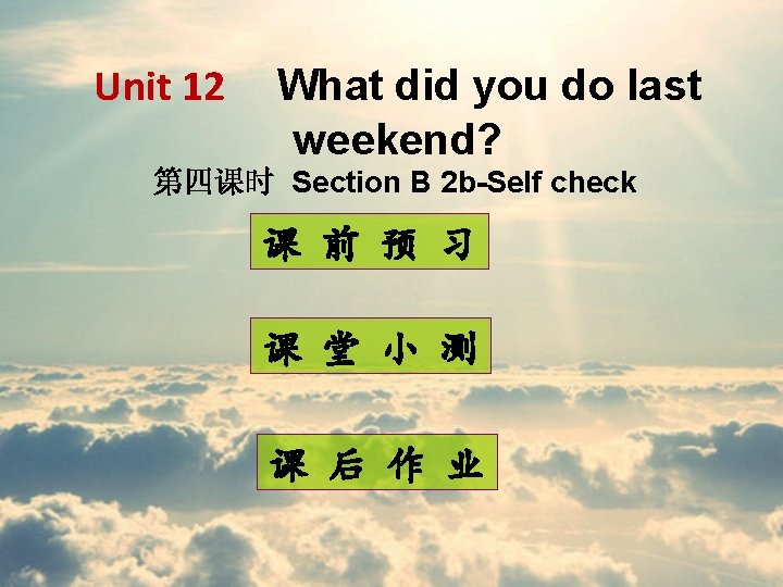 Unit 12 What did you do last weekend? 第四课时 Section B 2 b-Self check