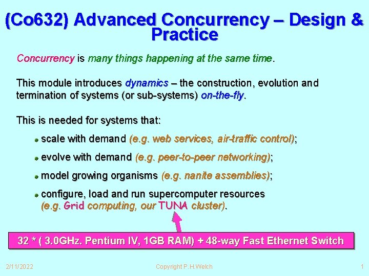 Co 632 Advanced Concurrency Design Practice Concurrency is