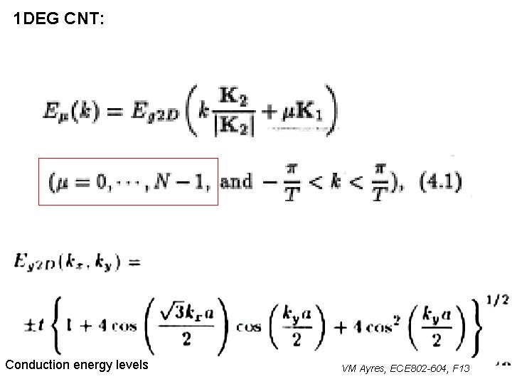 1 DEG CNT: Conduction energy levels VM Ayres, ECE 802 -604, F 13 