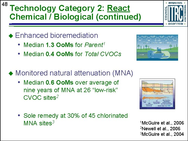 48 Technology Category 2: React Chemical / Biological (continued) u Enhanced bioremediation • Median