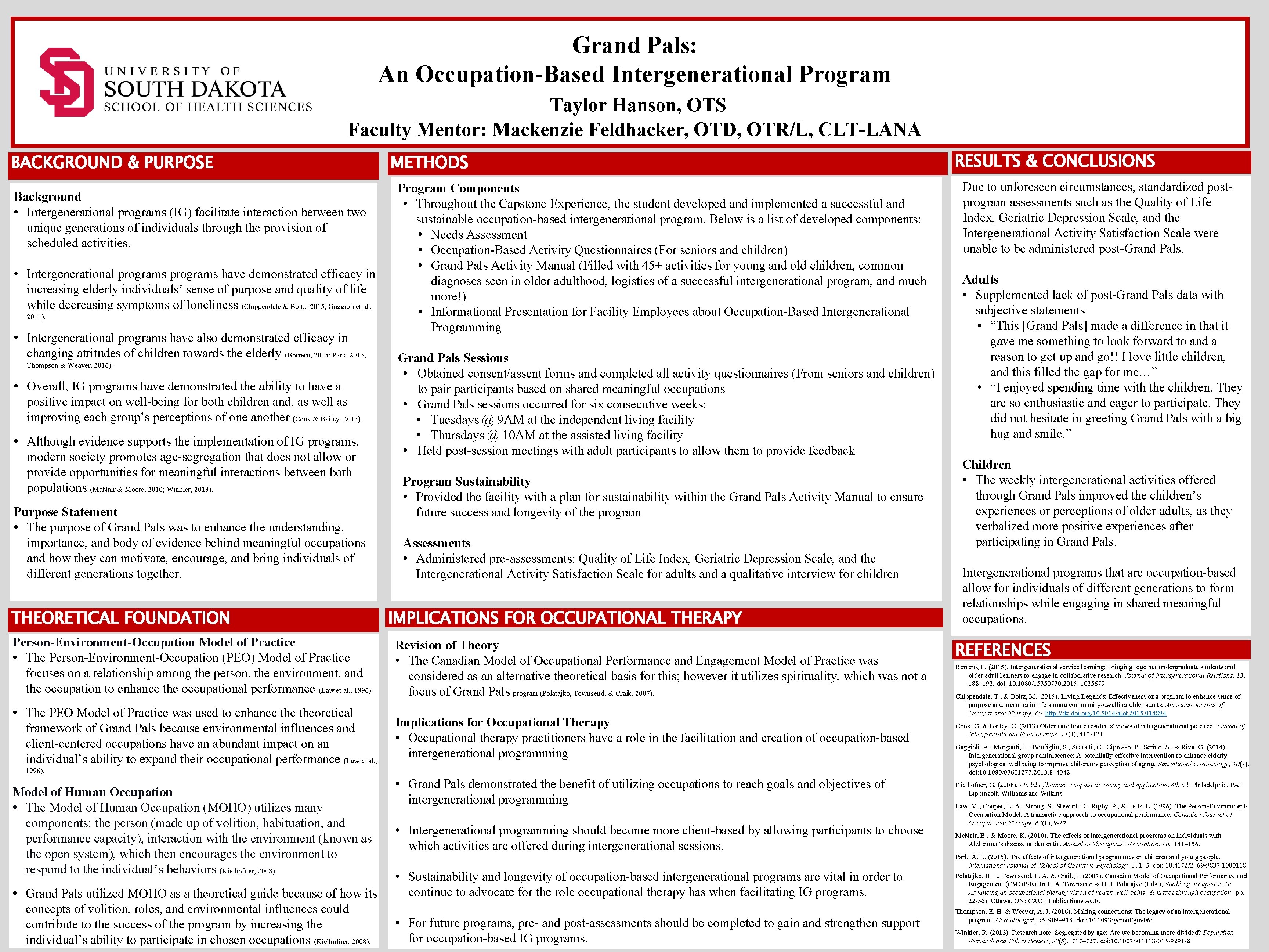 Title Grand Pals An OccupationBased Intergenerational Program Taylor