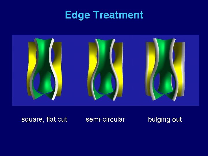 Edge Treatment square, flat cut semi-circular bulging out 