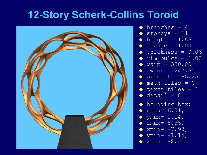 12 -Story Scherk-Collins Toroid u u u branches = 4 storeys = 11 height