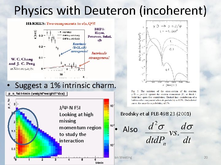Physics with Deuteron (incoherent) • Suggest a 1% intrinsic charm. J/Ψ-N FSI Looking at