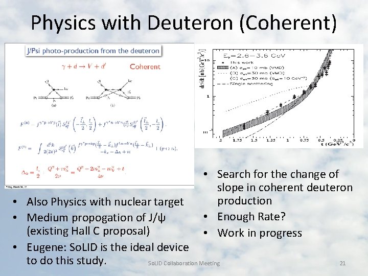 Physics with Deuteron (Coherent) • Search for the change of slope in coherent deuteron