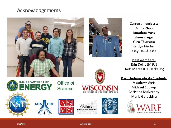 Acknowledgements Current members: Dr. Jia Zhou Jonathan Voss Steve Kregel Glen Thurston Kaitlyn Fischer