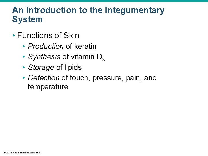 An Introduction to the Integumentary System • Functions of Skin • • Production of