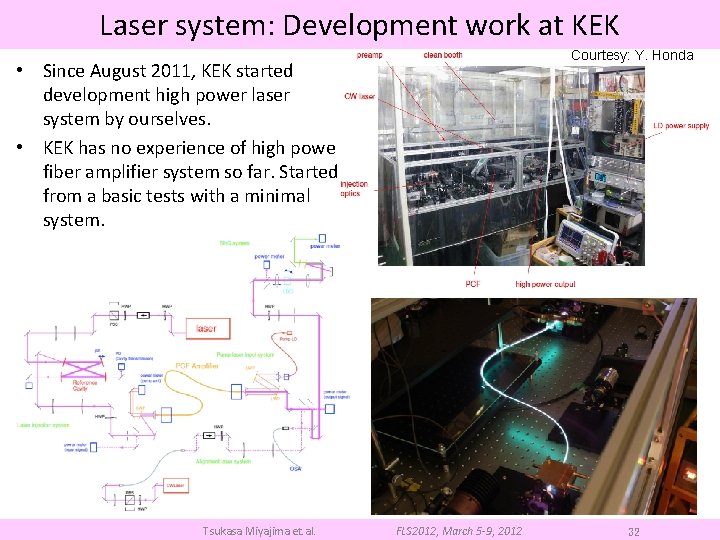 Laser system: Development work at KEK Courtesy: Y. Honda • Since August 2011, KEK
