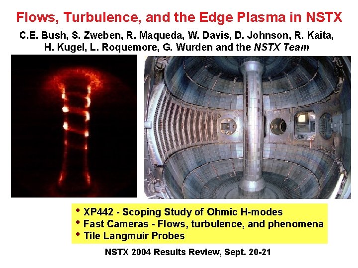 Flows, Turbulence, and the Edge Plasma in NSTX C. E. Bush, S. Zweben, R.